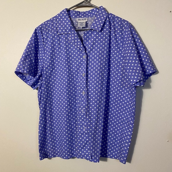 Blair short sleeve polka dot button down blouse - Picture 1 of 5